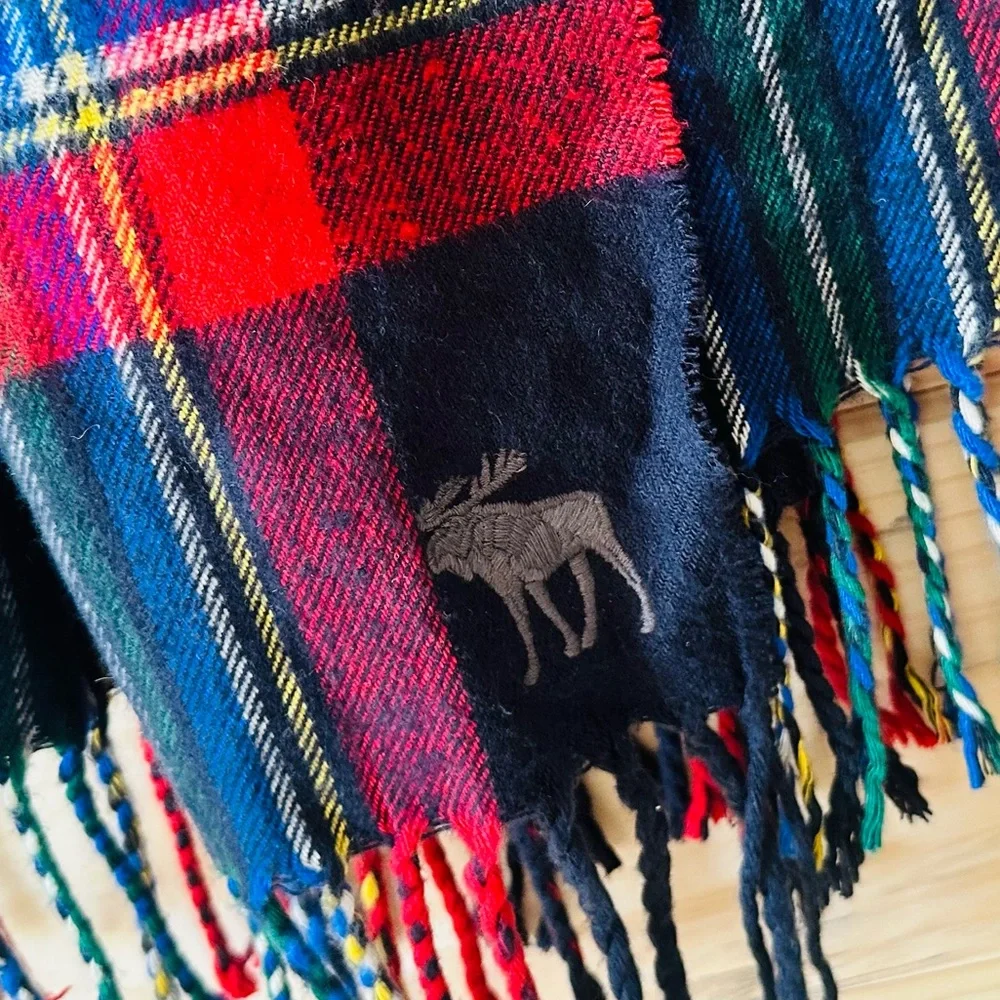 Abercrombie & Fitch Red and Blue Plaid Scarf